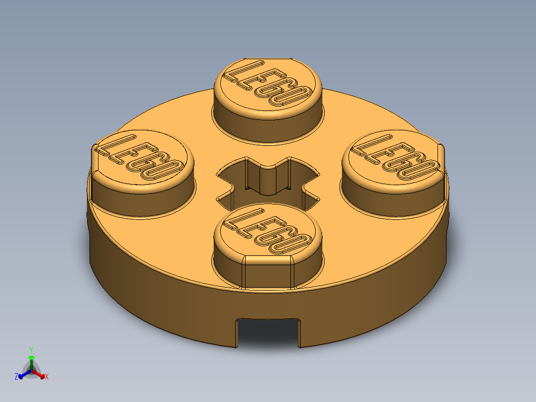 乐高零件 4032 板 2 x 2 圆形-4032 Medium Yellowish Orange Plate 2 x 2 Round.SLDPRT