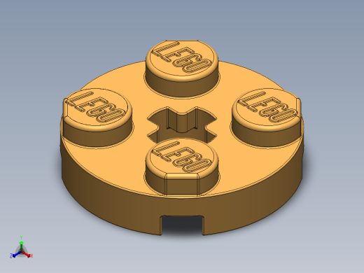 乐高零件 4032 板 2 x 2 圆形-4032 Medium Yellowish Orange Plate 2 x 2 Round.SLDPRT正等轴测缩略图
