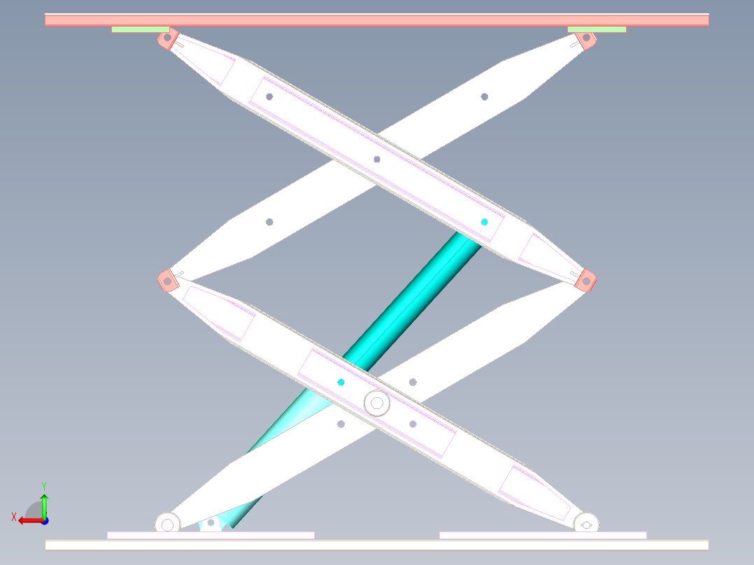 剪叉式升降台总成3D图后视图