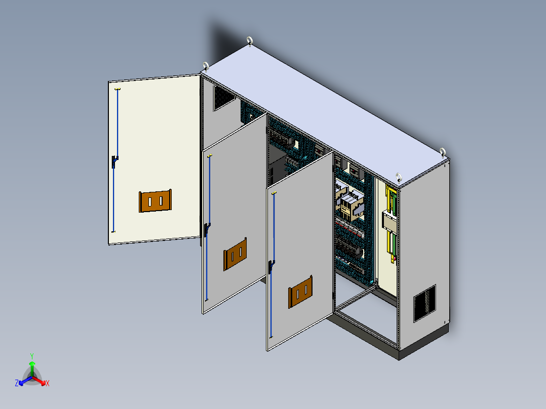 三柜组装变频器接触器控制柜 56411正等轴测图