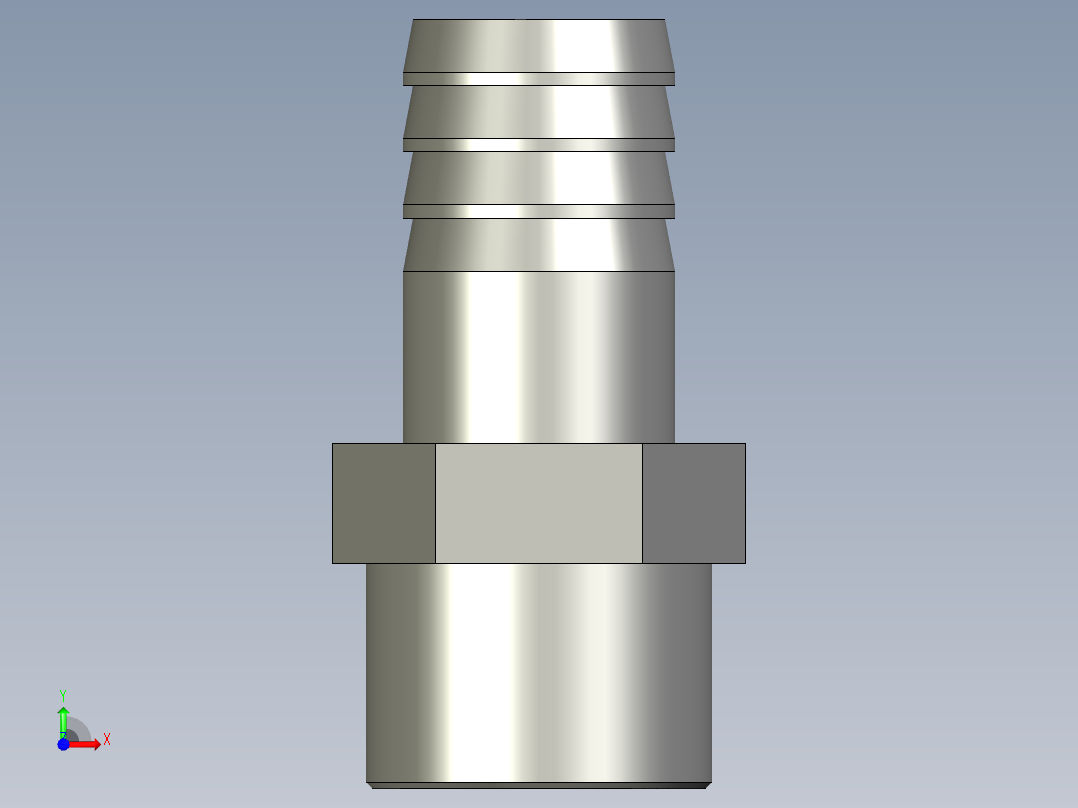 6分外丝x19mm宝塔接头前视图