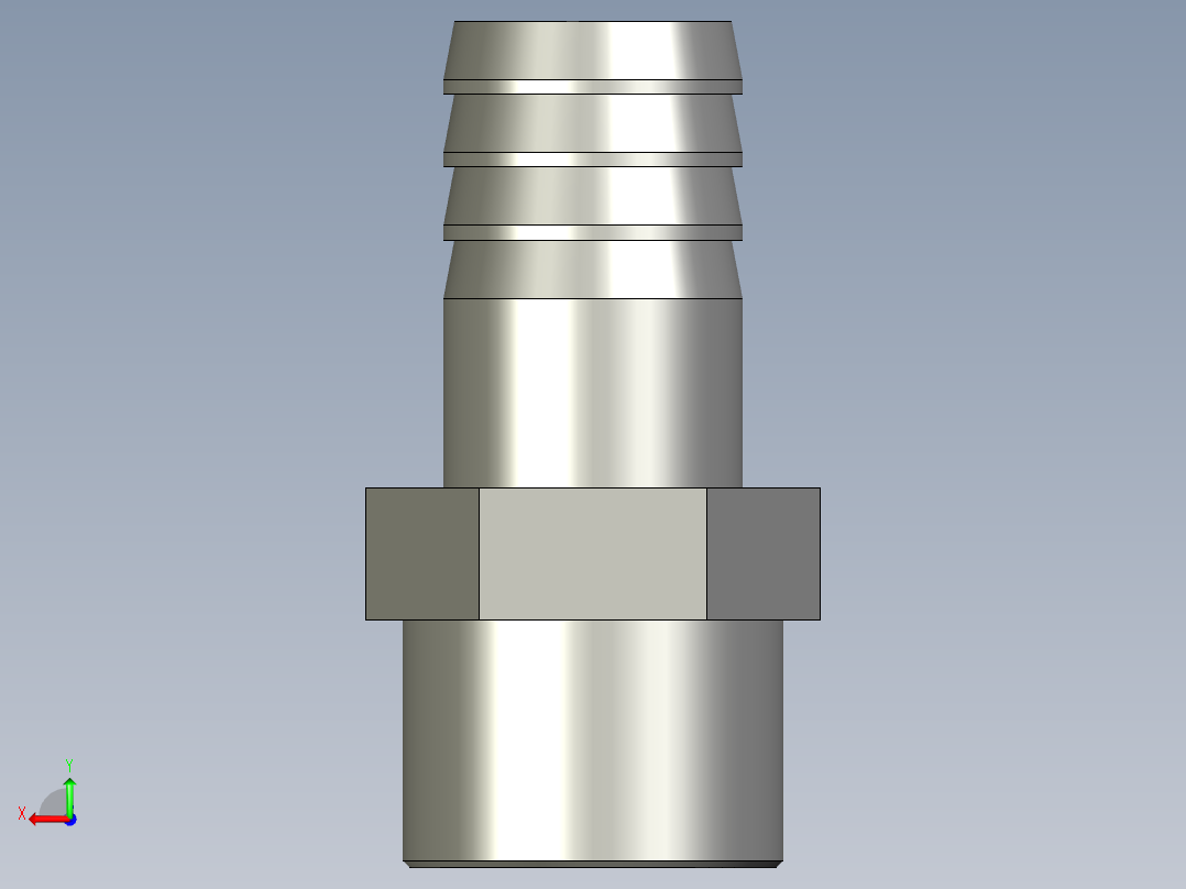 6分外丝x19mm宝塔接头后视图