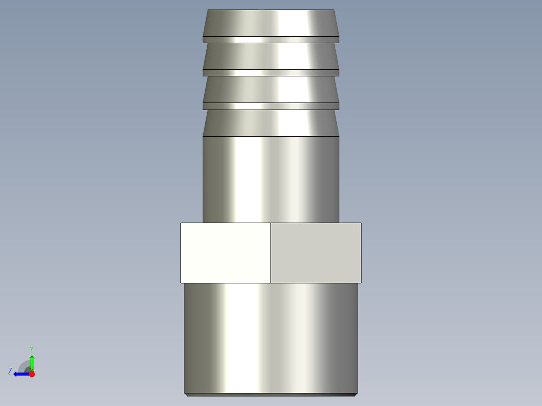 6分外丝x19mm宝塔接头右视图