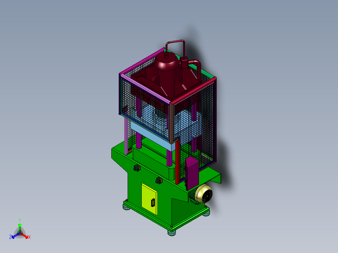 高能液压系统压力机正等轴测图