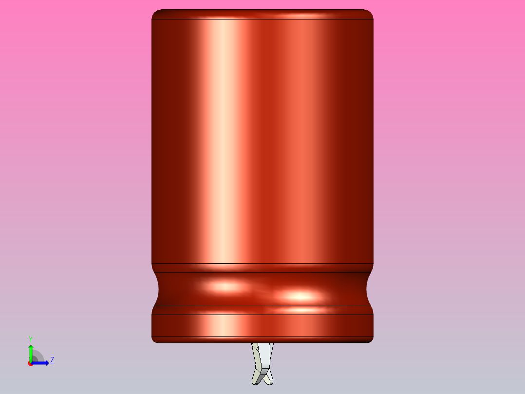 20x30棕白色底片电解电容器左视图