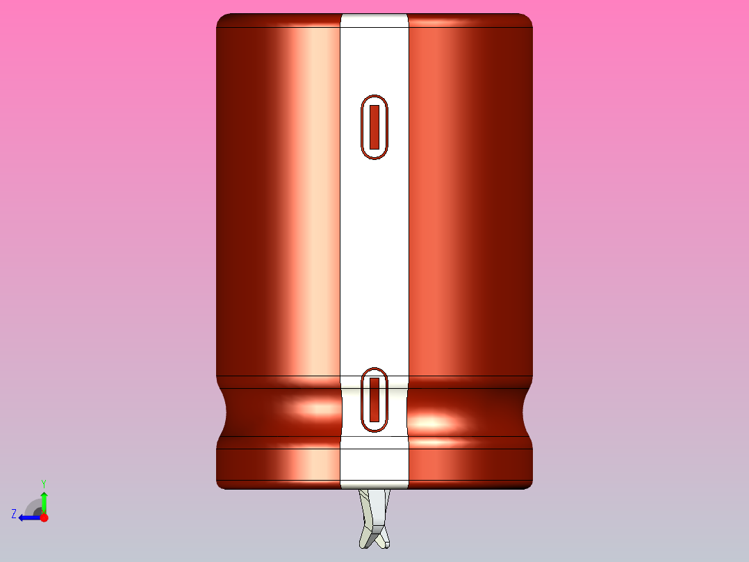 20x30棕白色底片电解电容器右视图