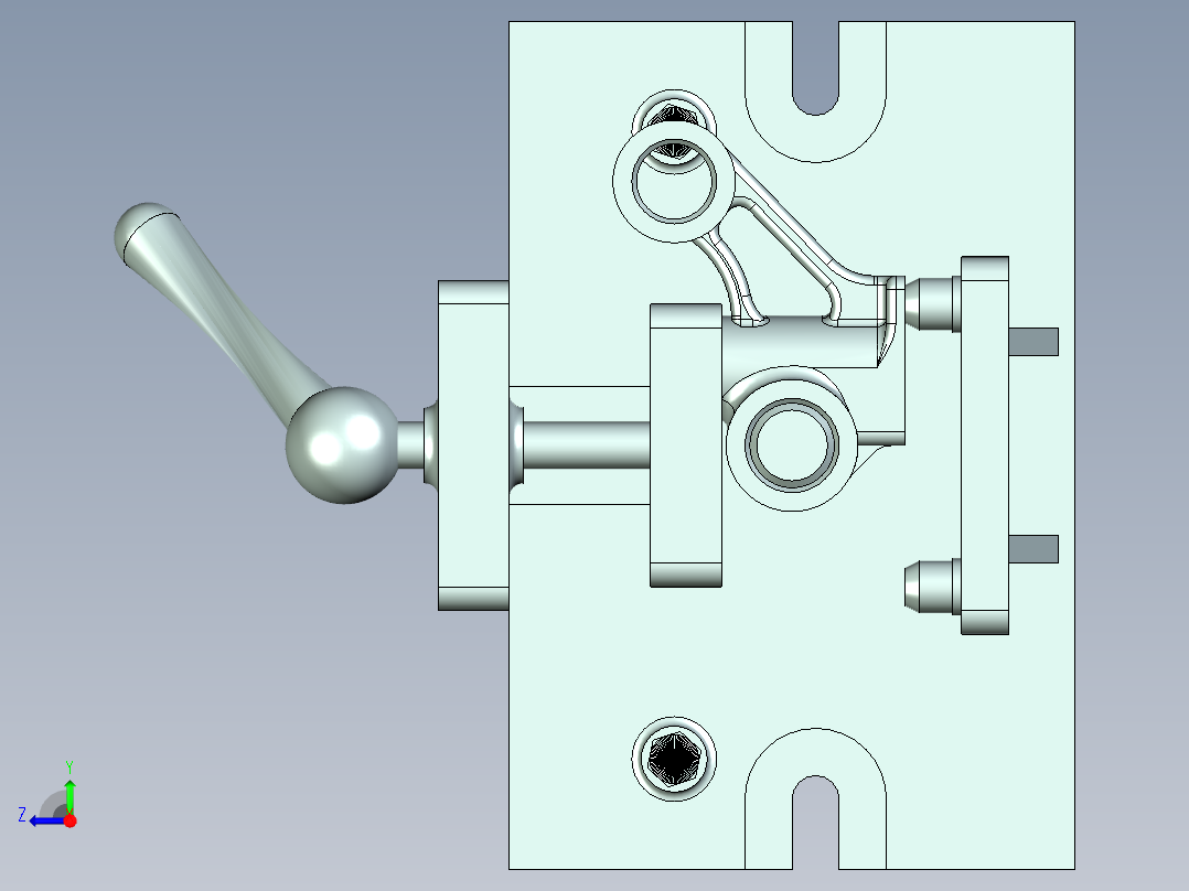 连杆机床夹具设计含三维图说明书-气门摇臂轴支座右视图