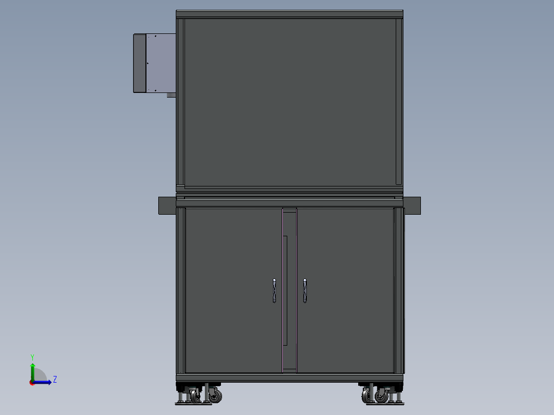 四轴机器人自动贴标机 3D模型（SolidWorks设计，提供x_t文件）左视图