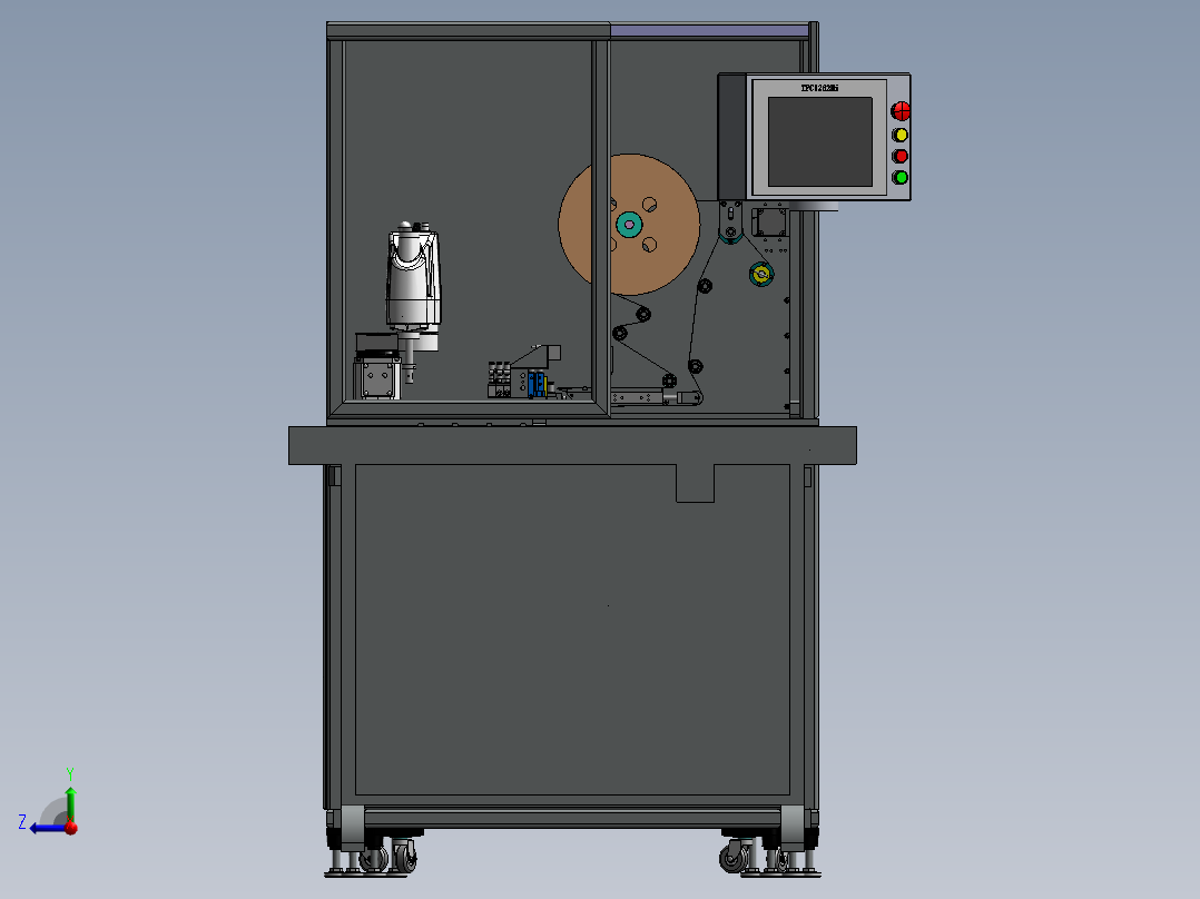 四轴机器人自动贴标机 3D模型（SolidWorks设计，提供x_t文件）右视图