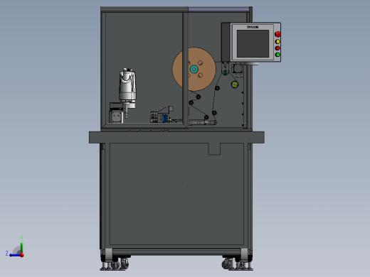 四轴机器人自动贴标机 3D模型（SolidWorks设计，提供x_t文件）右视缩略图