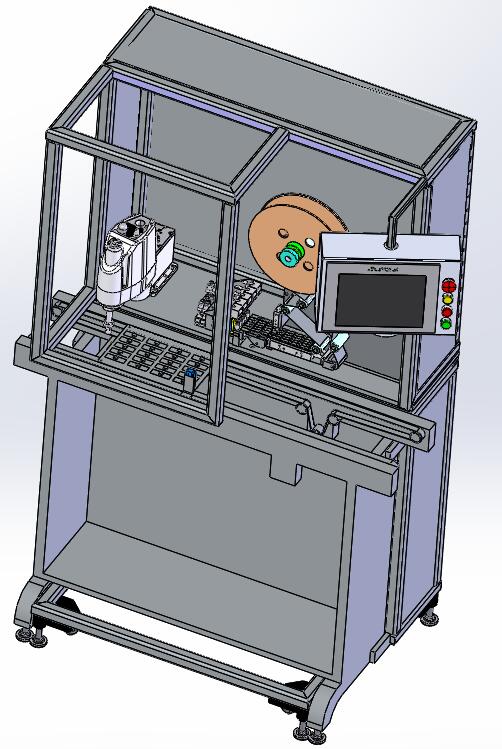 四轴机器人自动贴标机 3D模型（SolidWorks设计，提供x_t文件）