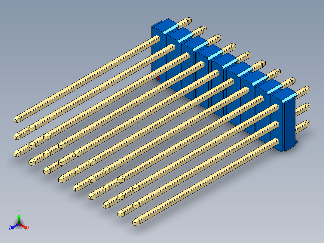 彩色公头100mil（2.54mm）系列-DS1021_blue_3x09p_100mil_Type43_rev1.0主视图