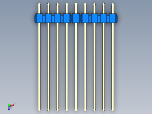 彩色公头100mil（2.54mm）系列-DS1021_blue_3x09p_100mil_Type43_rev1.0俯视缩略图