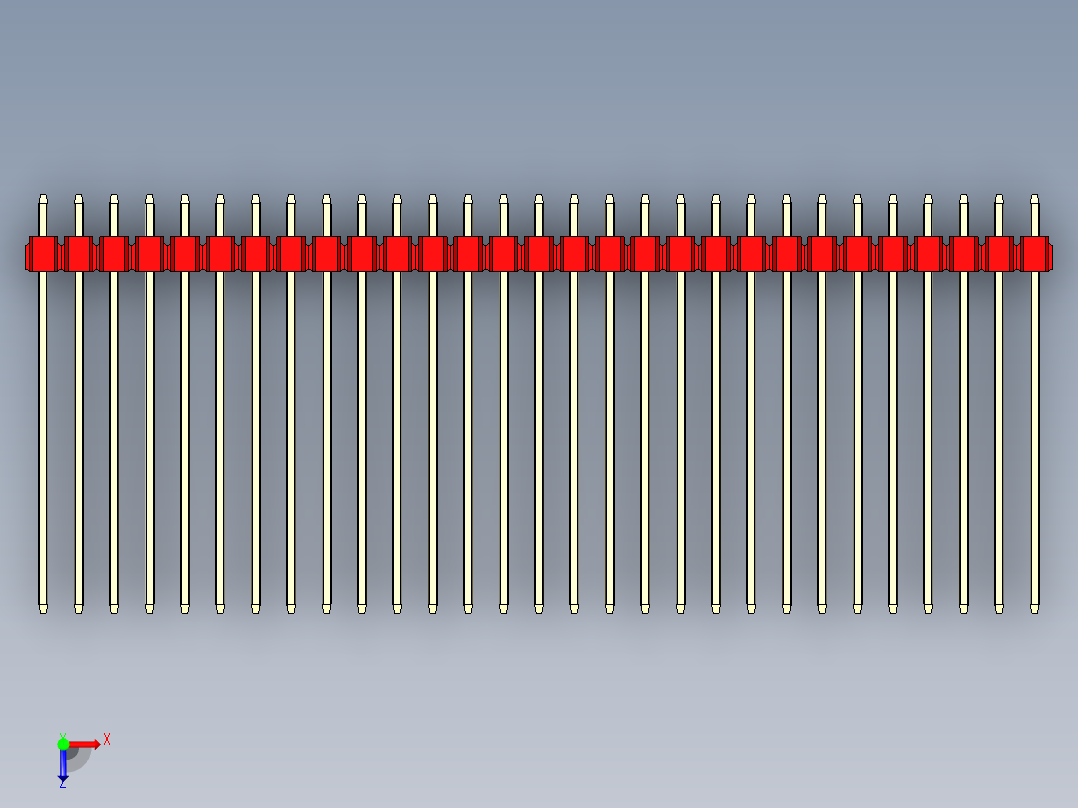 彩色公头100mil（2.54mm）系列-DS1021_red_1x29p_100mil_Type43_rev1.0俯视图