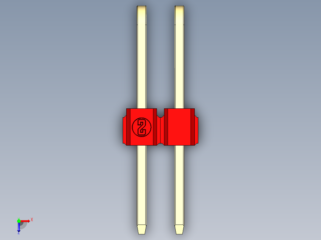 彩色公排针 100mil 2.54mm 系列-DS1022_red_3x02p_100mil_TypeD_rev1.0俯视图