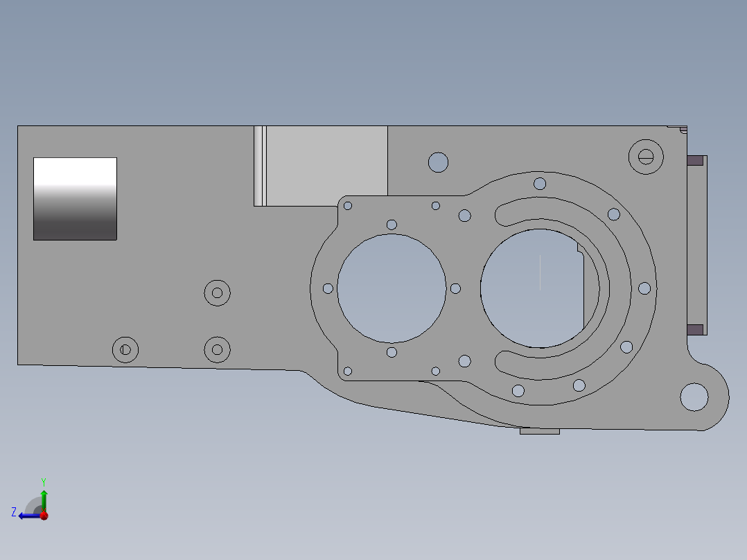 基于solidworks传动箱体结构设计及加工路线拟定 右视图