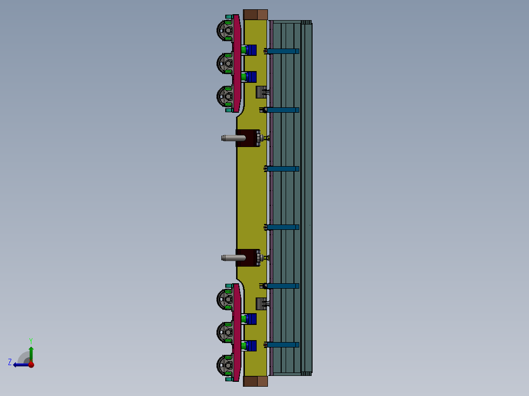 铁路散货卸载侧翻车设计含三维图二维图及说明书等资料右视图