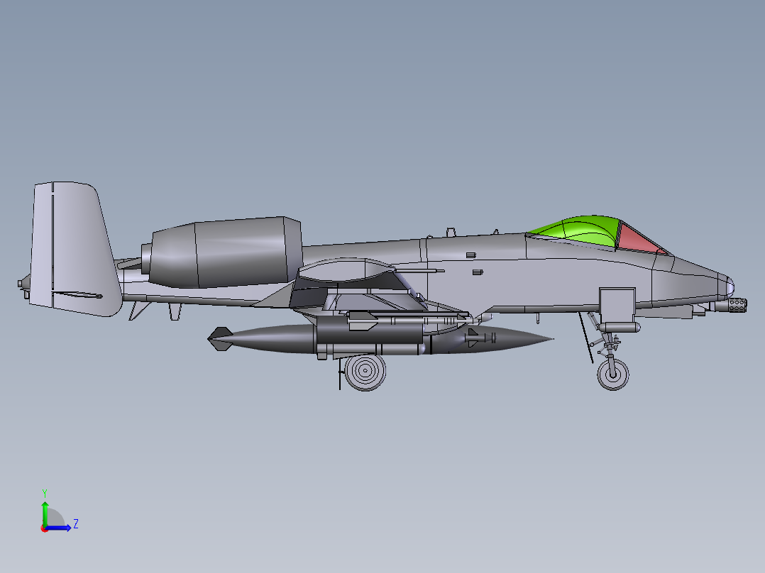 A10攻击机左视图