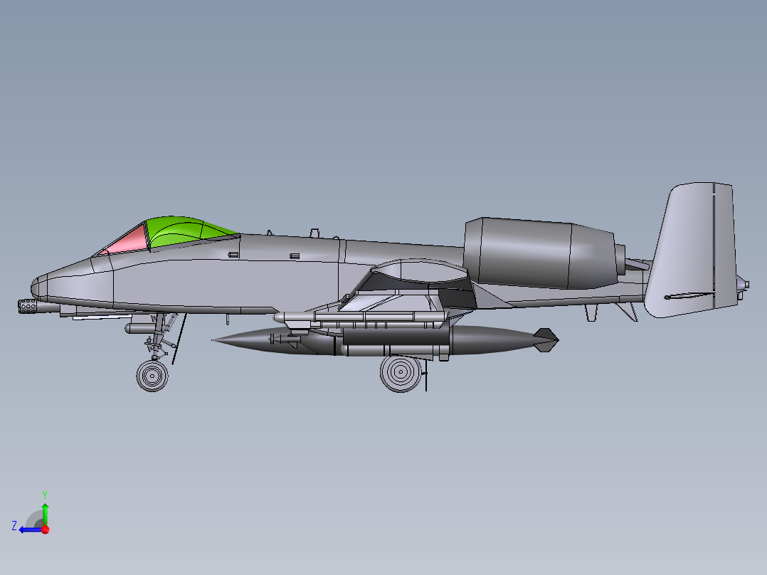 A10攻击机右视图