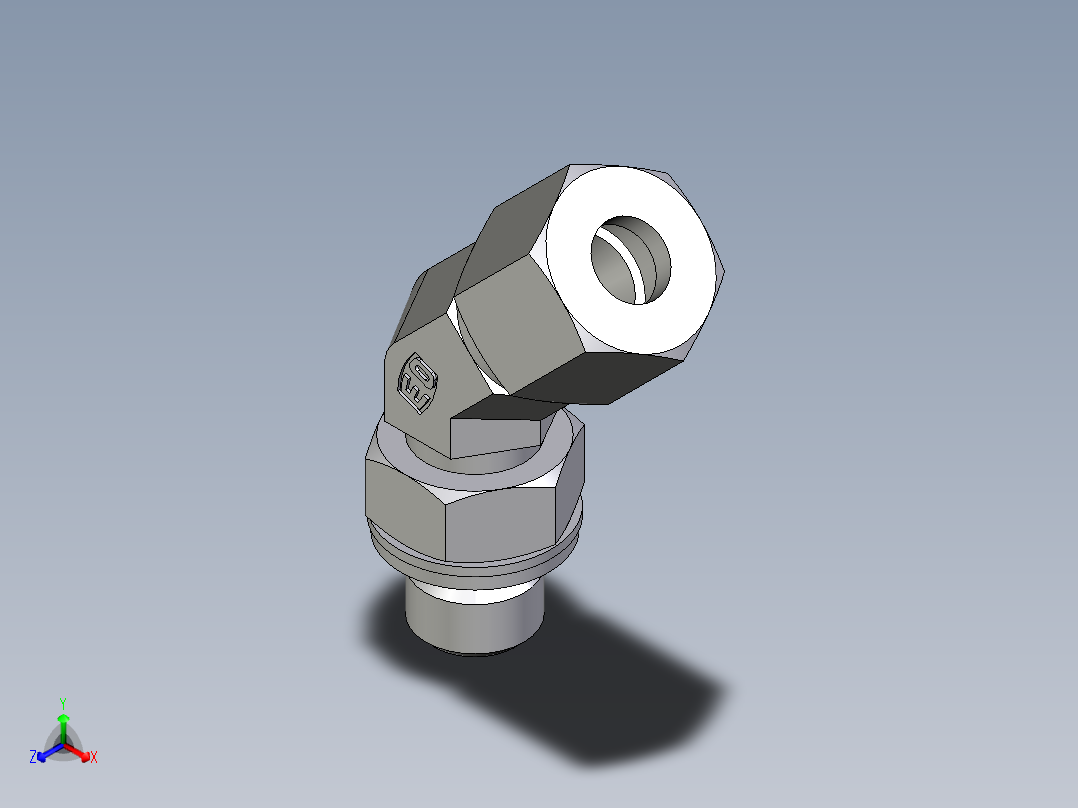卡套式工业通用硬管接头EO_Adjustable_locknut_45_deg_elbow_VEE08LMCF主视图