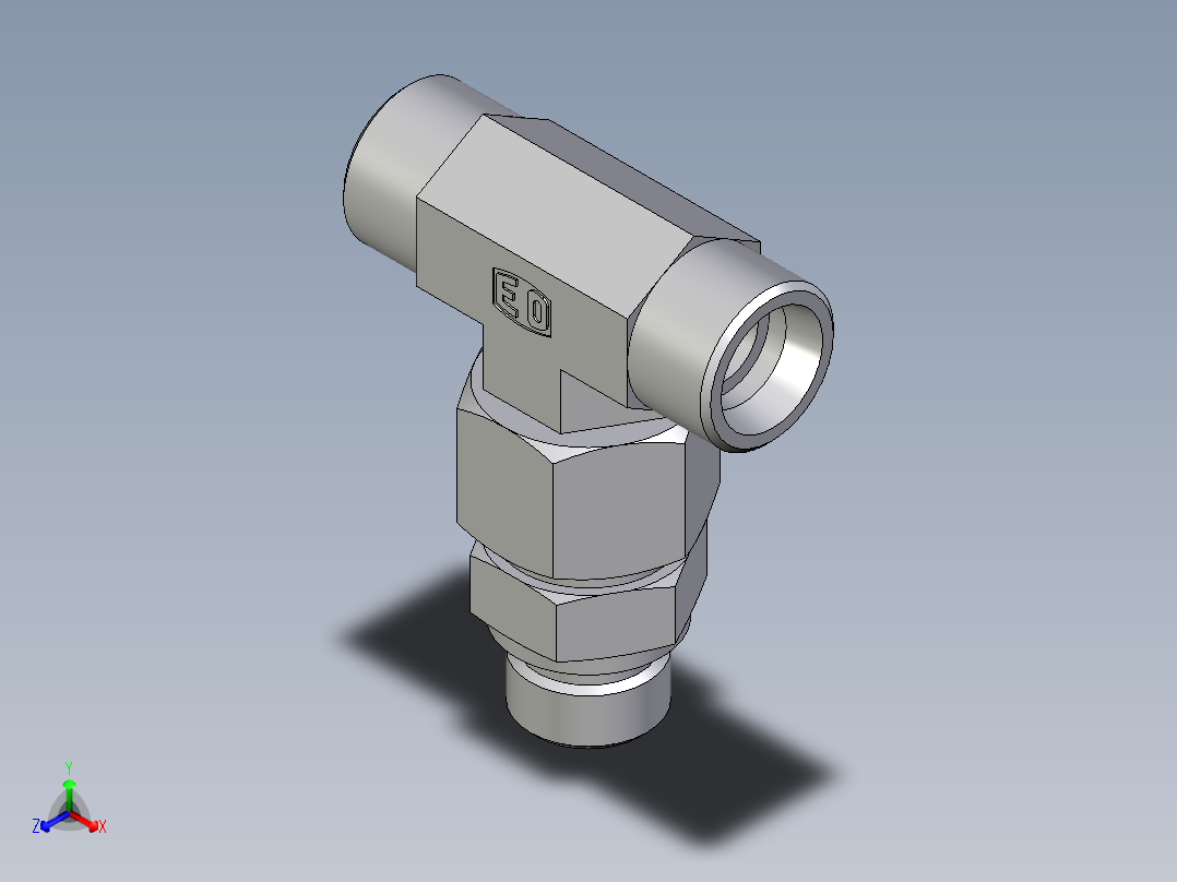 卡套式工业通用硬管接头EO_Assembled_adjustable_standpipe_branch_tee_EVT16SROMD71主视图