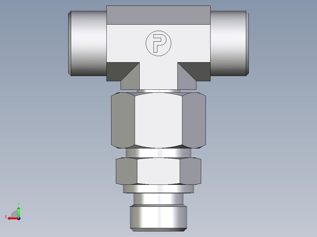 卡套式工业通用硬管接头EO_Assembled_adjustable_standpipe_branch_tee_EVT16SROMD71后视图