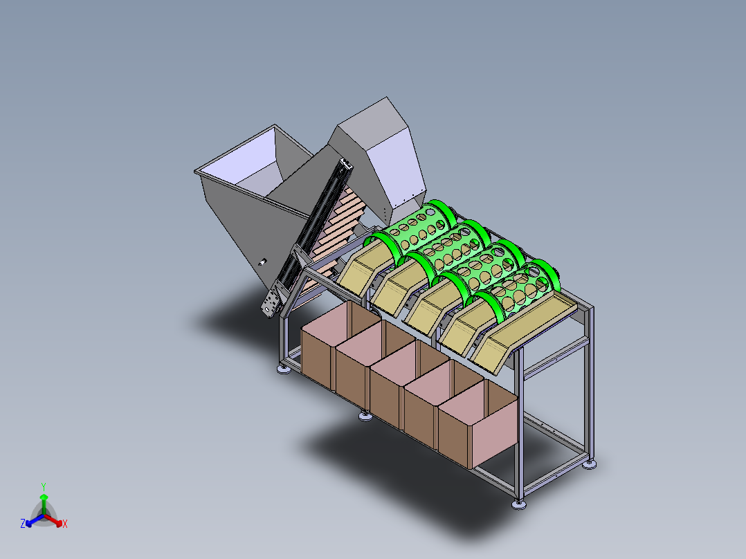 土豆筛选机正等轴测图