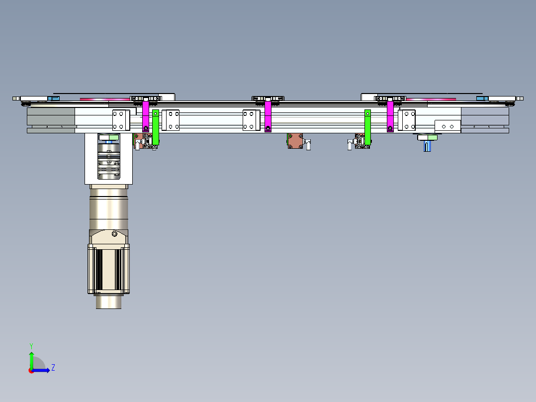 椭圆链条环形导轨输送线468宽循环线左视图