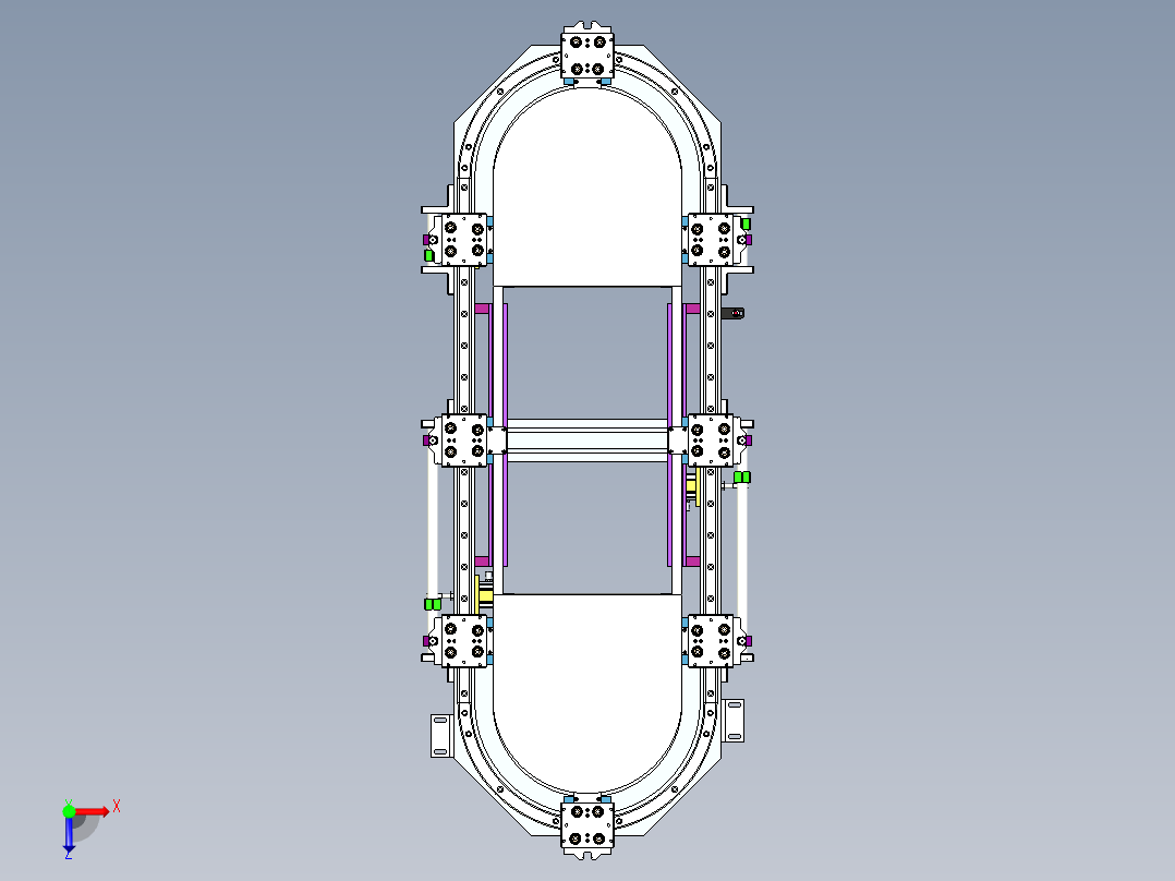 椭圆链条环形导轨输送线468宽循环线俯视图