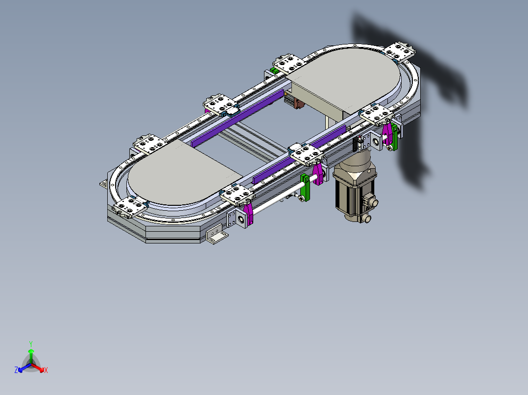 椭圆链条环形导轨输送线468宽循环线正等轴测图