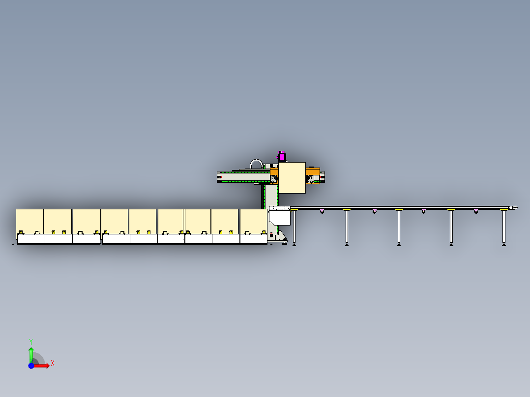 纸箱高低工序搬运线设计前视图