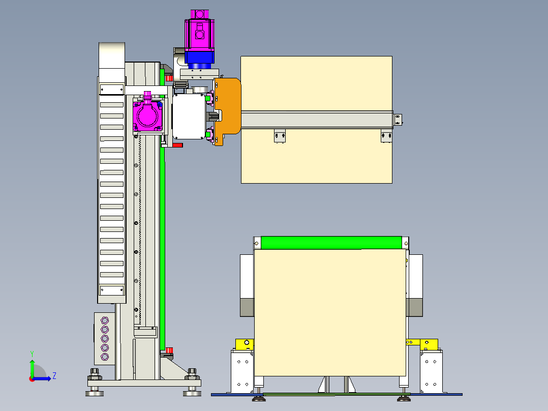 纸箱高低工序搬运线设计左视图