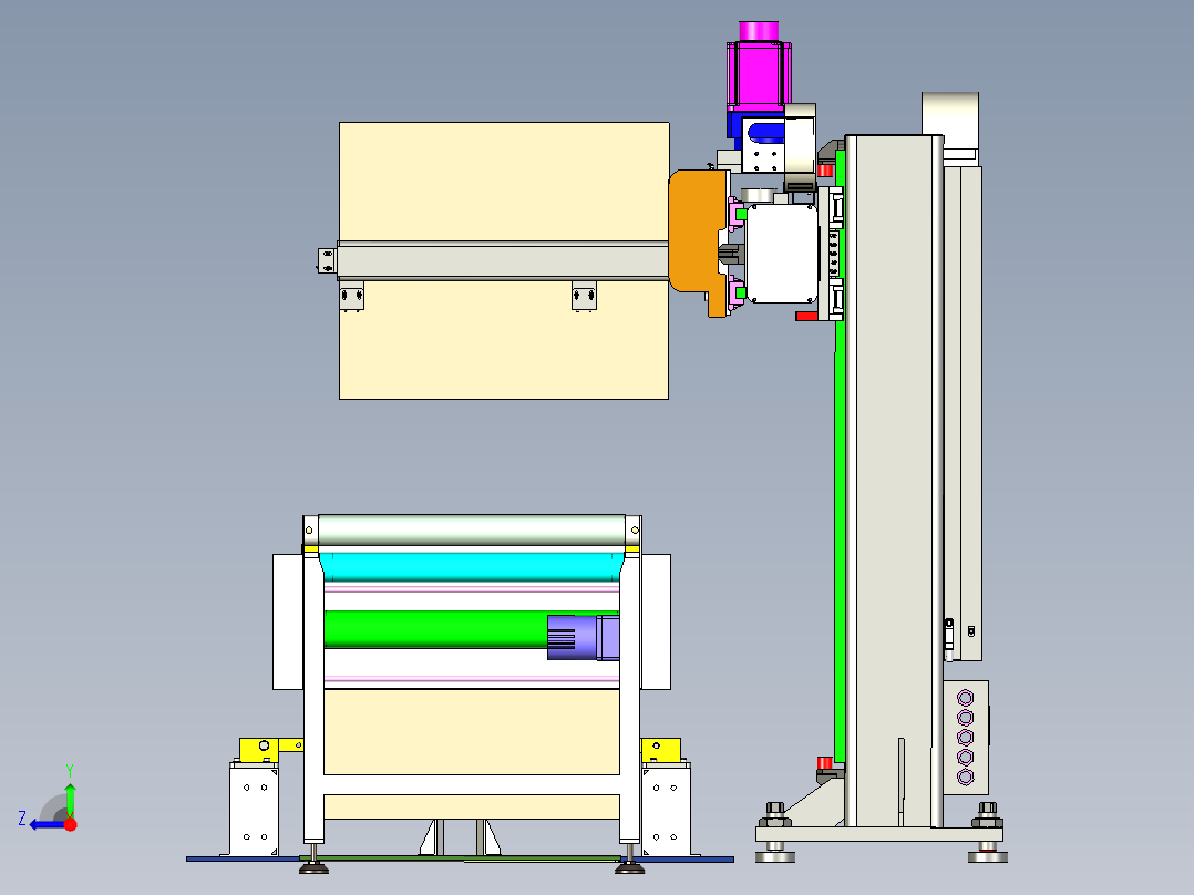 纸箱高低工序搬运线设计右视图