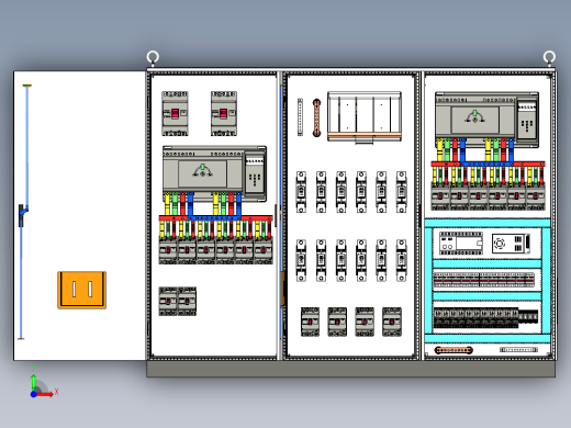 三柜组装双电源刀开关plc软启动控制柜 55719前视缩略图
