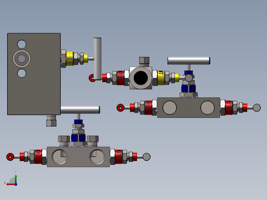 4款最全R3型-带通气塞的远程安装管对管3阀后视图