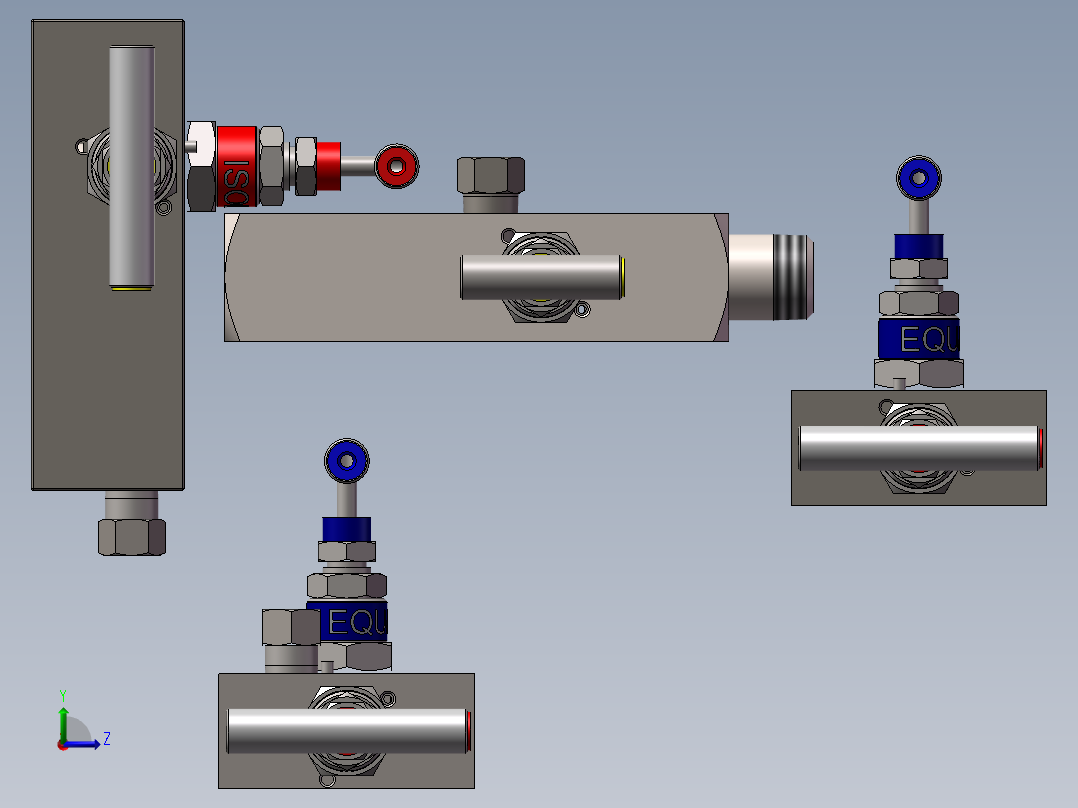 4款最全R3型-带通气塞的远程安装管对管3阀左视图