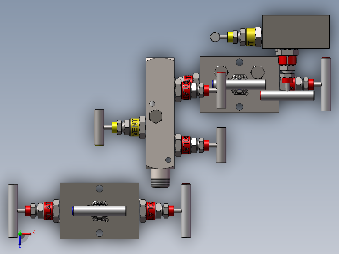 4款最全R3型-带通气塞的远程安装管对管3阀俯视图