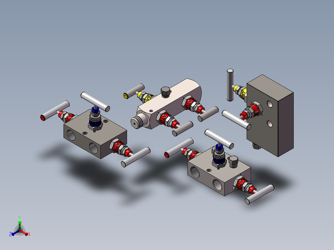 4款最全R3型-带通气塞的远程安装管对管3阀正等轴测图