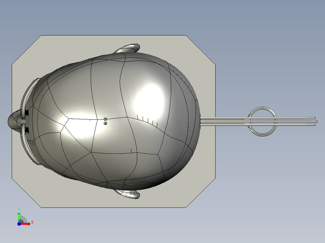 仿生头部模型的 3D 结构件前视图
