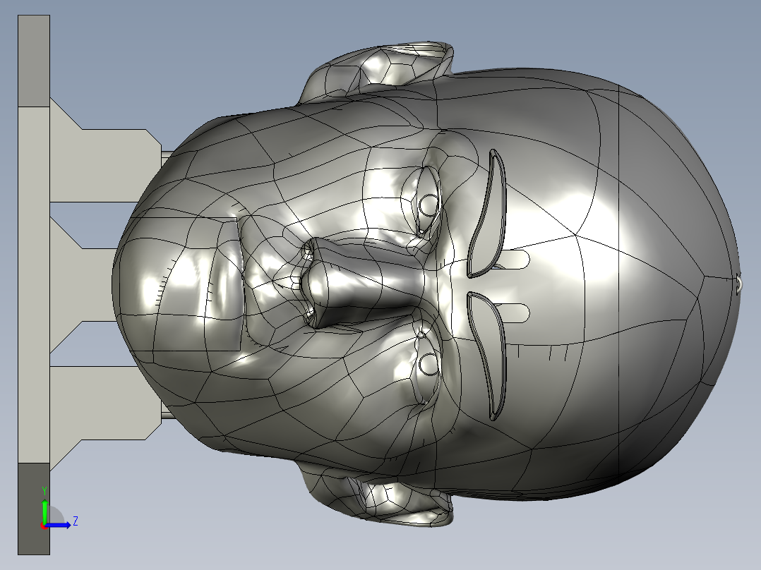 仿生头部模型的 3D 结构件左视图