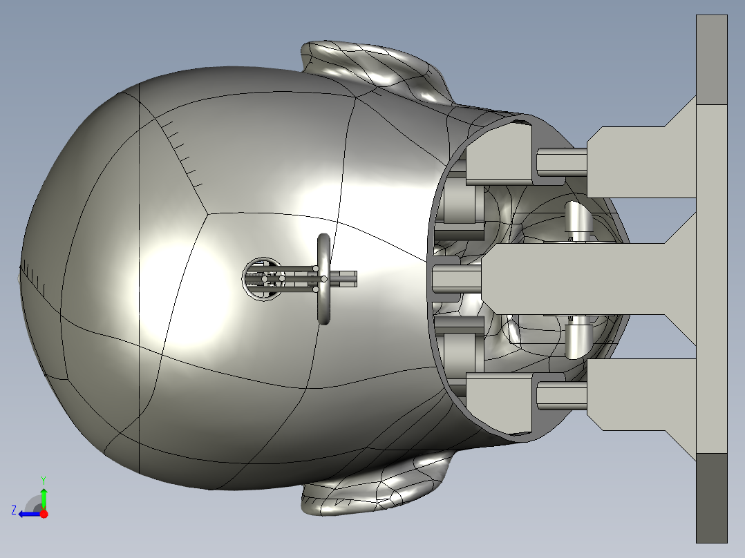 仿生头部模型的 3D 结构件右视图