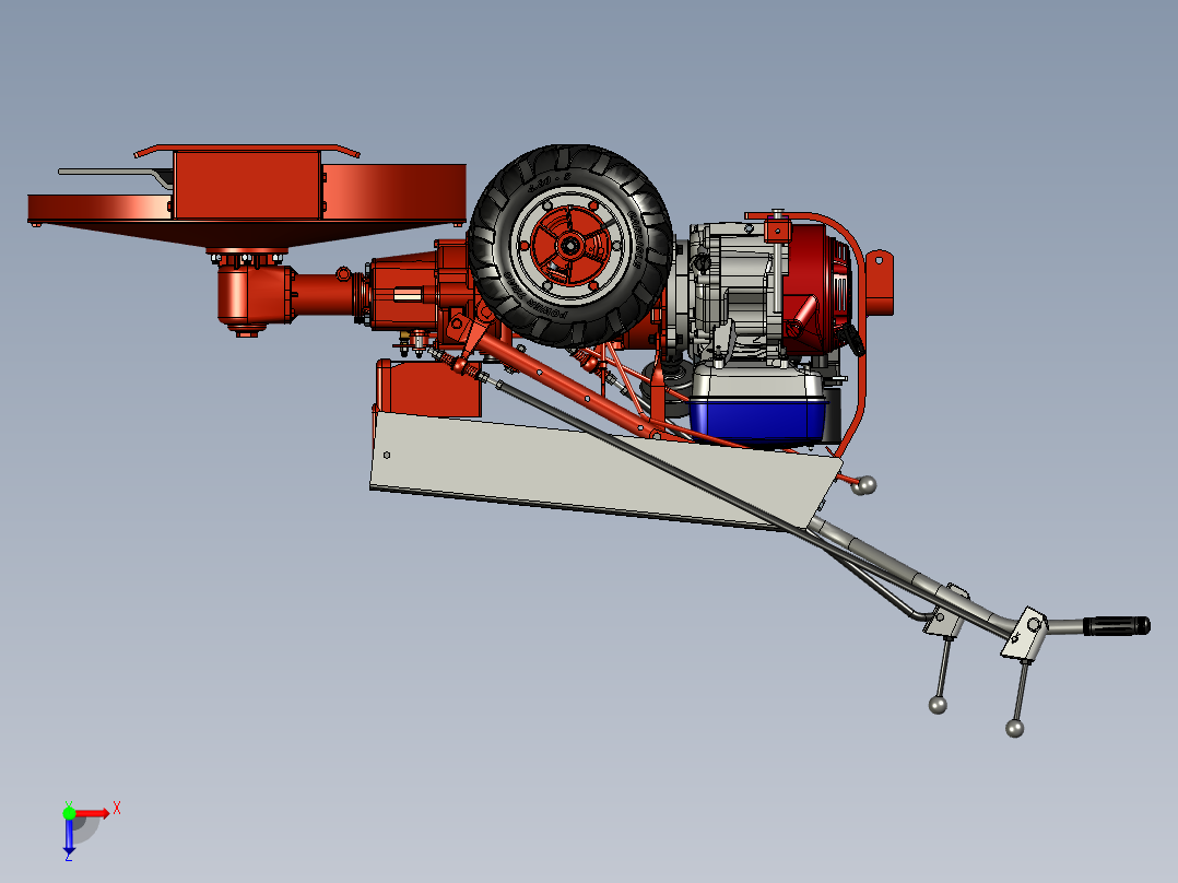 手扶拖拉机割草机（搭载本田GX390发动机）俯视图