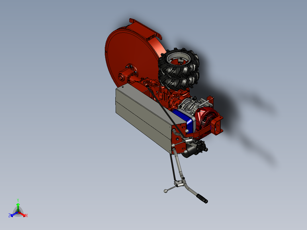 手扶拖拉机割草机（搭载本田GX390发动机）正等轴测图