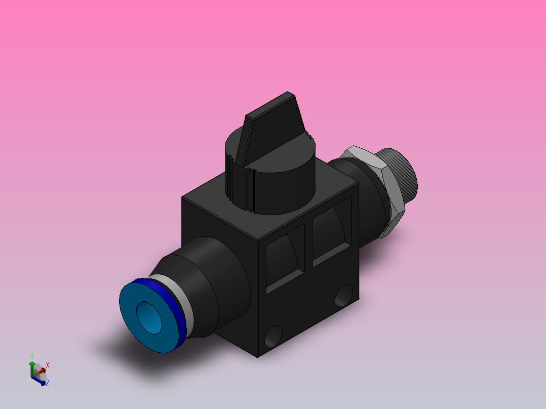 HVFS-G 由插管流向螺纹端型-G螺纹[HVFS06-G01(B)]正等轴测图