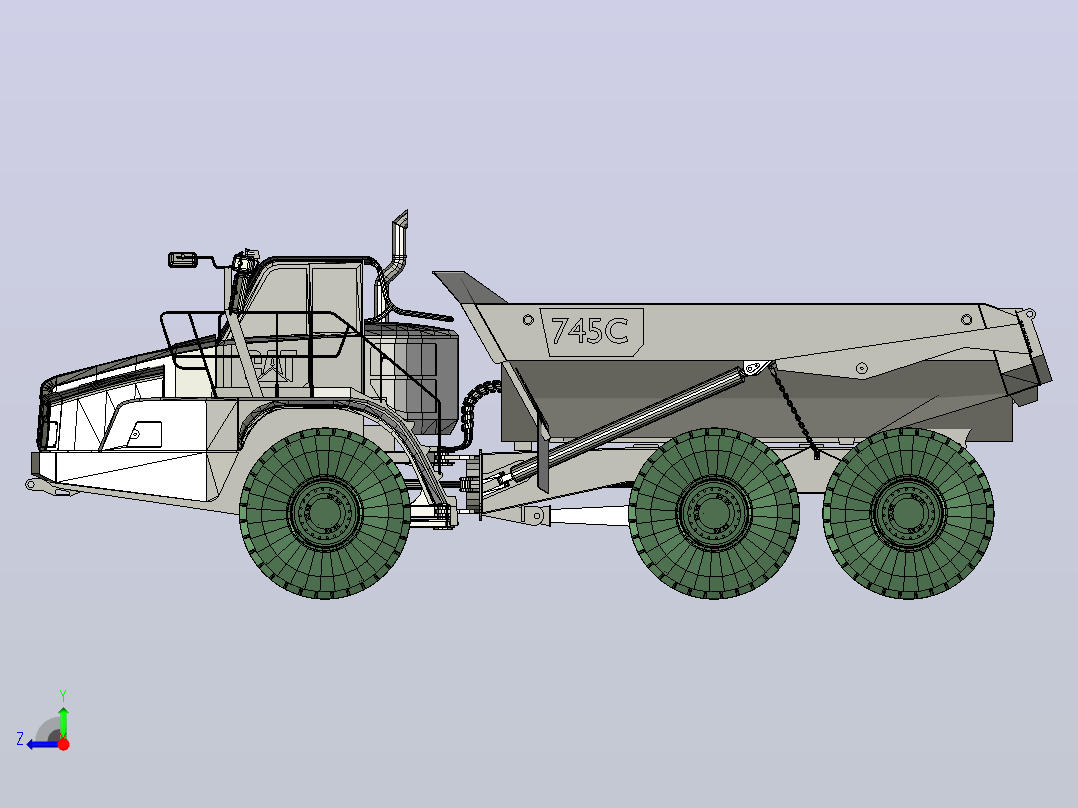 cat75c铰接卡车右视图