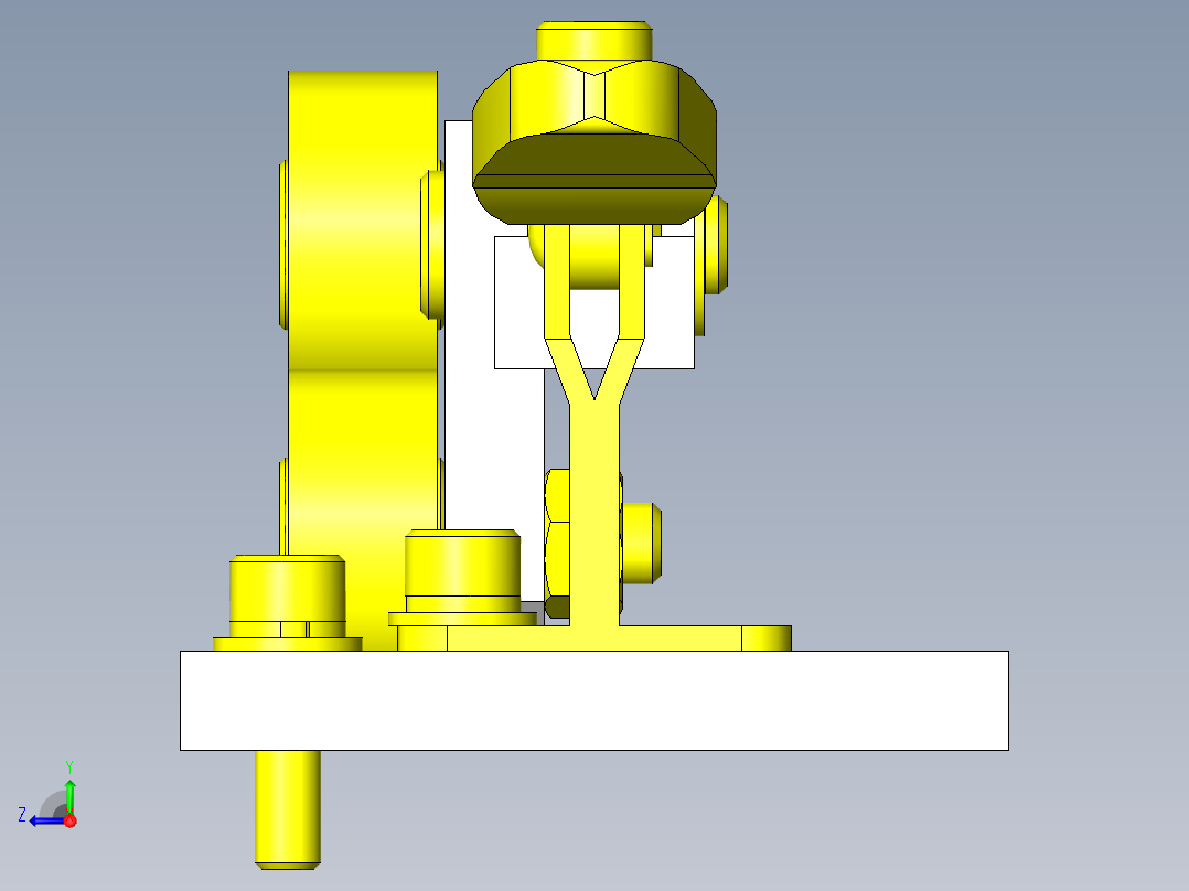 L型滚轮头的简易夹紧右视图