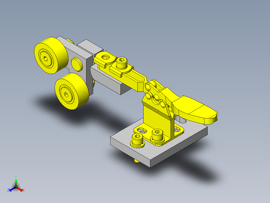 L型滚轮头的简易夹紧正等轴测图