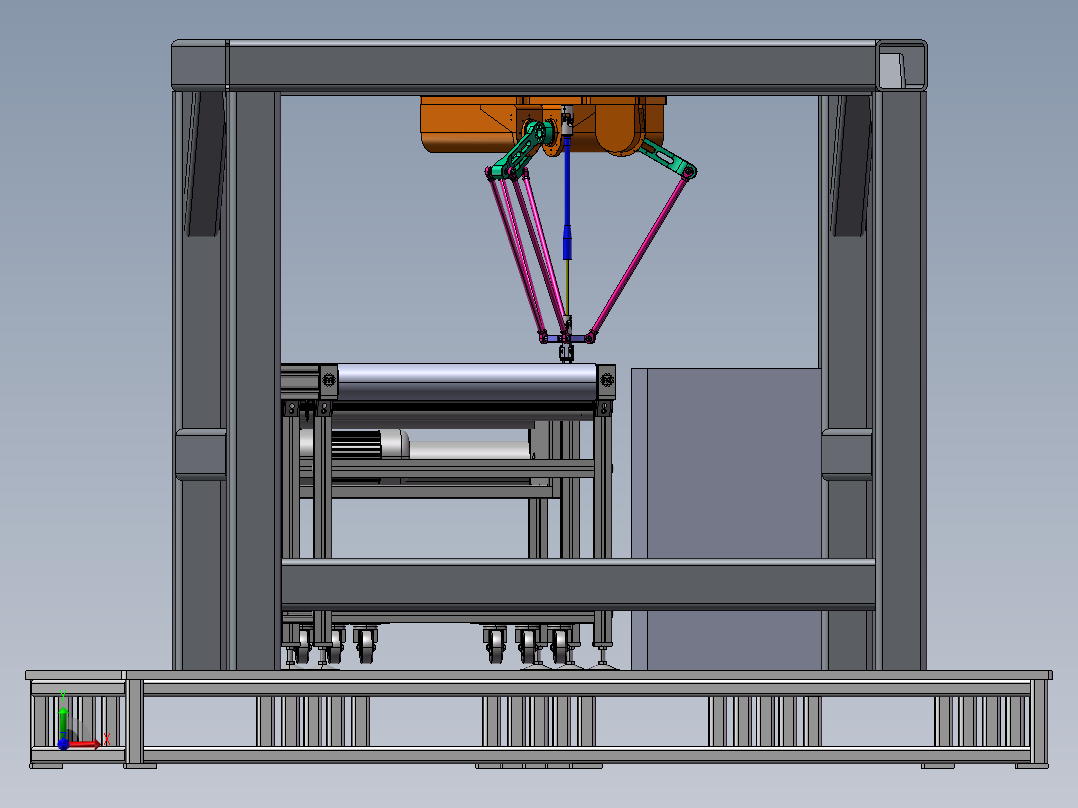 并联机器人分拣工作站3D模型前视图