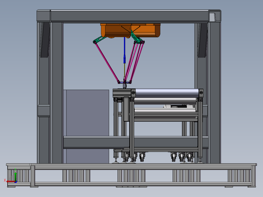 并联机器人分拣工作站3D模型后视图