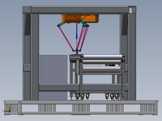 并联机器人分拣工作站3D模型后视缩略图